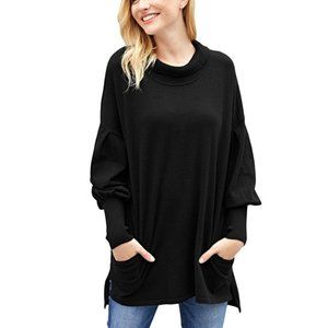 Black Slope Side Snuggles Tunic Sweater